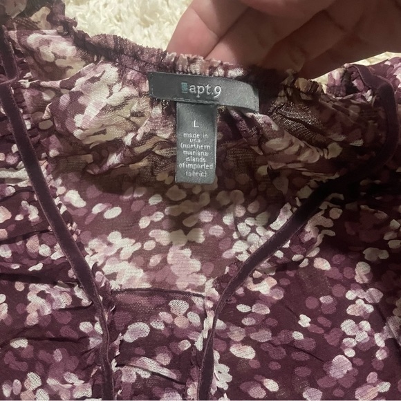 APT 9 sheer v-neck nylon blouse size large - Picture 4 of 5